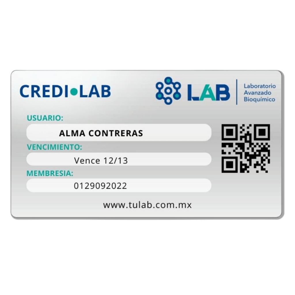 Tarjeta de socio CREDI-LAB para estudios clínicos a crédito